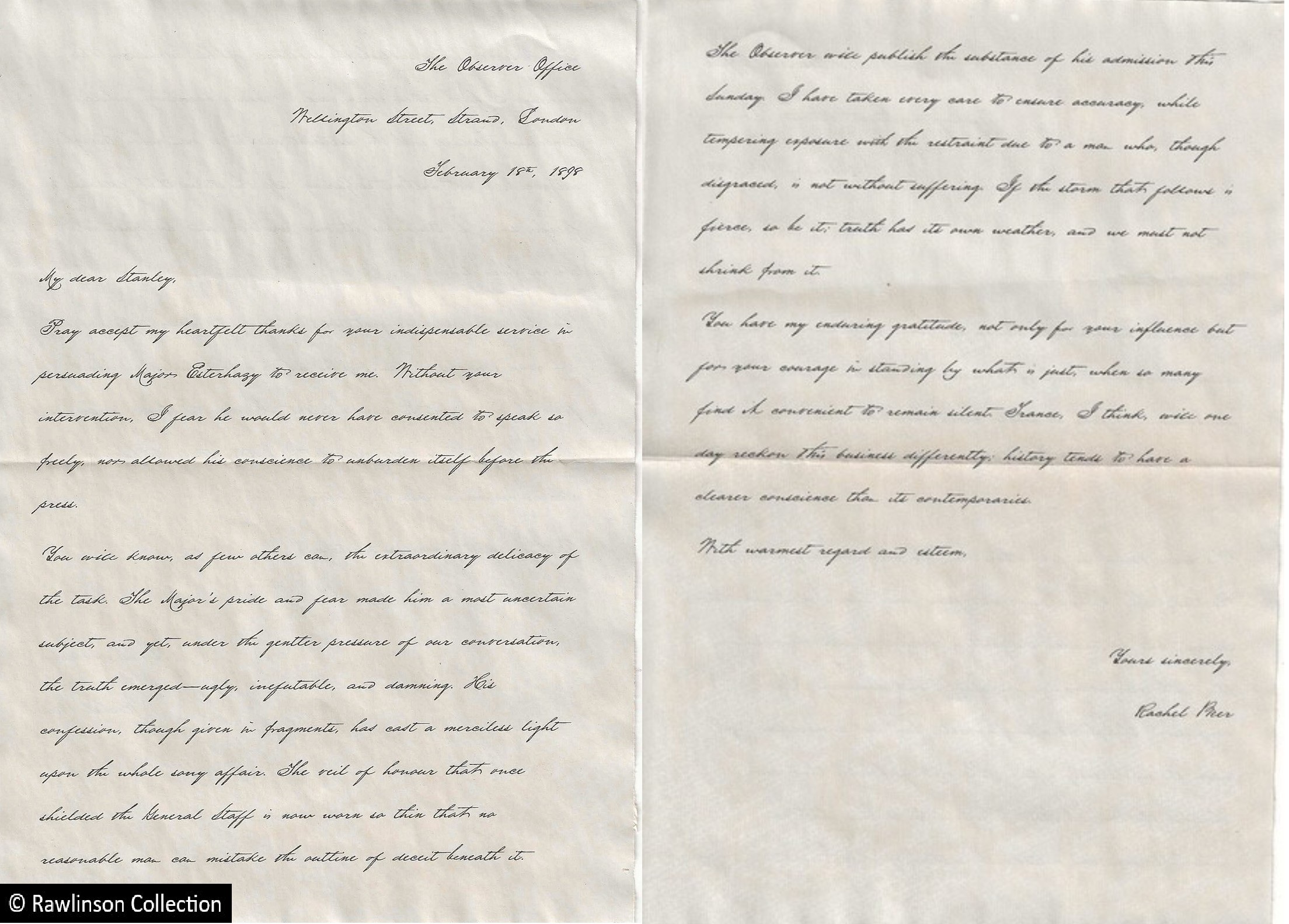 Letter from Rachel Beer, 1898